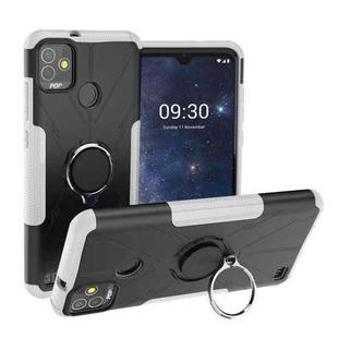 For Tecno Pop 5P Armor Bear Shockproof PC + TPU Phone Case with Ring Holder(White)