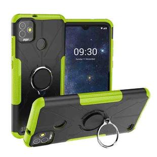 For Tecno Pop 5P Armor Bear Shockproof PC + TPU Phone Case with Ring Holder(Green)