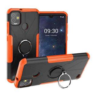 For Tecno Pop 5P Armor Bear Shockproof PC + TPU Phone Case with Ring Holder(Orange)