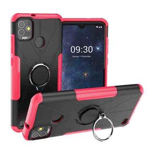 For Tecno Pop 5P Armor Bear Shockproof PC + TPU Phone Case with Ring Holder(Rose Red)