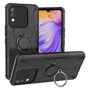 For Tecno Spark 8 Armor Bear Shockproof PC + TPU Phone Case with Ring Holder(Black)