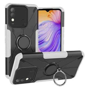 For Tecno Spark 8 Armor Bear Shockproof PC + TPU Phone Case with Ring Holder(White)