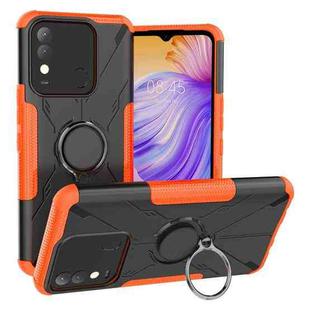 For Tecno Spark 8 Armor Bear Shockproof PC + TPU Phone Case with Ring Holder(Orange)