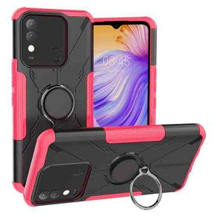 For Tecno Spark 8 Armor Bear Shockproof PC + TPU Phone Case with Ring Holder(Rose Red)