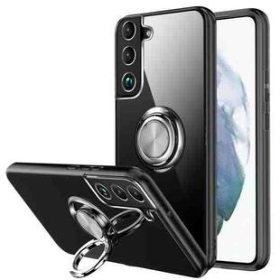 For Samsung Galaxy S22+ 5G Shockproof Matte Transparent TPU Phone Case with Ring Holder(Transparent Black)