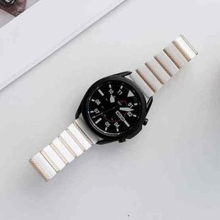 20mm Ceramic One-bead Steel Watch Band(White Rose Gold)