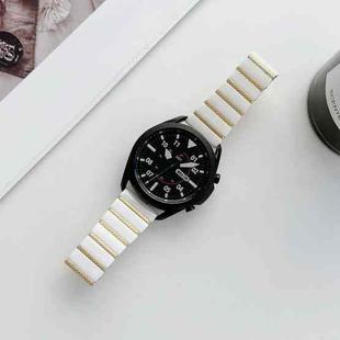 22mm Ceramic One-bead Steel Watch Band(White Gold)