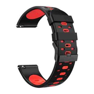 For Huawei Watch GT 3 22mm Three Rows Holes Two-color Silicone Watch Band(Black Red)