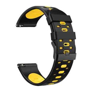 For Huawei Watch GT 3 22mm Three Rows Holes Two-color Silicone Watch Band(Black Yellow)
