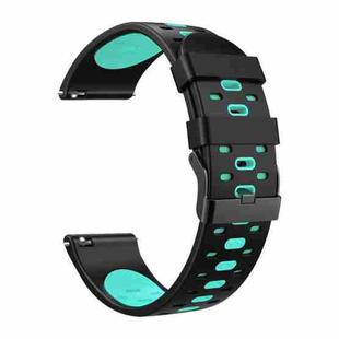 For Huawei Watch GT 3 22mm Three Rows Holes Two-color Silicone Watch Band(Black Mint Green)