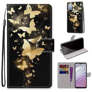 For Motorola Moto G10/G20/G30 Coloured Drawing Cross Texture Horizontal Flip Leather Phone Case with Holder & Card Slots & Wallet & Lanyard(Golden Butterfly Group)