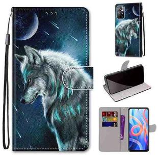 For Xiaomi Redmi Note 11 Coloured Drawing Cross Texture Horizontal Flip Leather Phone Case with Holder & Card Slots & Wallet & Lanyard(Pensive Wolf)