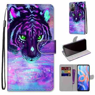 For Xiaomi Redmi Note 11 Coloured Drawing Cross Texture Horizontal Flip Leather Phone Case with Holder & Card Slots & Wallet & Lanyard(Tiger Drinking Water)