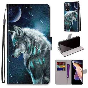 For Xiaomi Redmi Note 11 Pro/11 Pro+ Coloured Drawing Cross Texture Horizontal Flip Leather Phone Case with Holder & Card Slots & Wallet & Lanyard(Pensive Wolf)