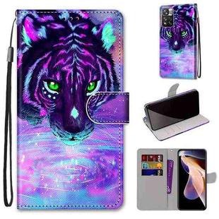 For Xiaomi Redmi Note 11 Pro/11 Pro+ Coloured Drawing Cross Texture Horizontal Flip Leather Phone Case with Holder & Card Slots & Wallet & Lanyard(Tiger Drinking Water)