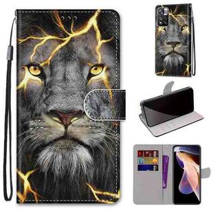 For Xiaomi Redmi Note 11 Pro/11 Pro+ Coloured Drawing Cross Texture Horizontal Flip Leather Phone Case with Holder & Card Slots & Wallet & Lanyard(Fission Lion)