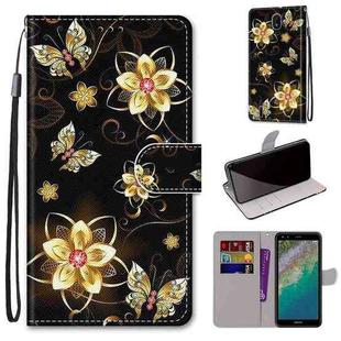 For Nokia C01 Plus Coloured Drawing Cross Texture Horizontal Flip Leather Phone Case with Holder & Card Slots & Wallet & Lanyard(Gold Diamond Butterfly)