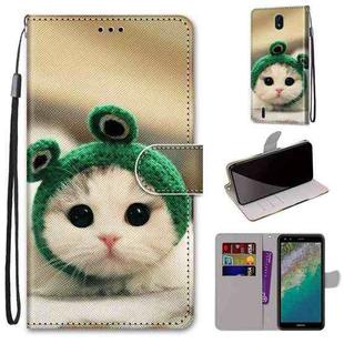 For Nokia C01 Plus Coloured Drawing Cross Texture Horizontal Flip Leather Phone Case with Holder & Card Slots & Wallet & Lanyard(Frog Kitten)