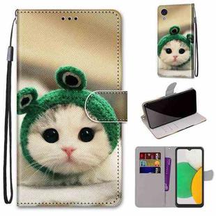 For Samsung Galaxy A03 Core Coloured Drawing Cross Texture Horizontal Flip Leather Phone Case with Holder & Card Slots & Wallet & Lanyard(Frog Kitten)