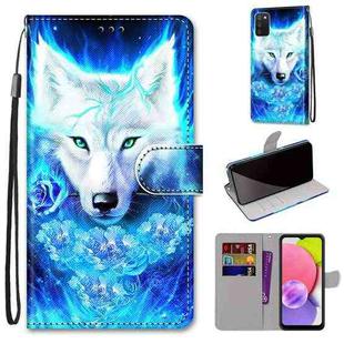 For Samsung Galaxy A03s 166mm Version Coloured Drawing Cross Texture Horizontal Flip Leather Phone Case with Holder & Card Slots & Wallet & Lanyard(Dick Rose Wolf)