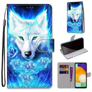 For Samsung Galaxy A13 5G Coloured Drawing Cross Texture Horizontal Flip Leather Phone Case with Holder & Card Slots & Wallet & Lanyard(Dick Rose Wolf)