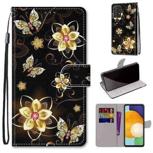For Samsung Galaxy A53 5G Coloured Drawing Cross Texture Horizontal Flip Leather Phone Case with Holder & Card Slots & Wallet & Lanyard(Gold Diamond Butterfly)