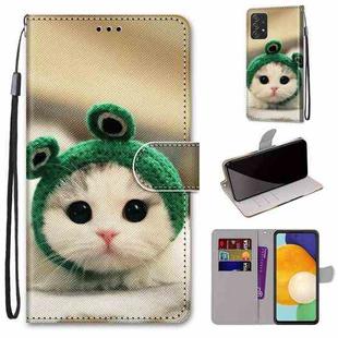 For Samsung Galaxy A53 5G Coloured Drawing Cross Texture Horizontal Flip Leather Phone Case with Holder & Card Slots & Wallet & Lanyard(Frog Kitten)