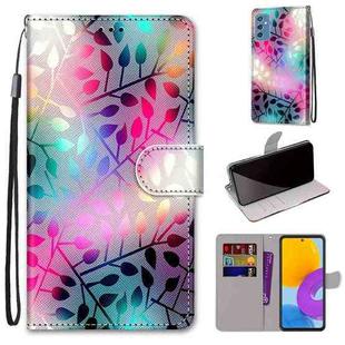 For Samsung Galaxy M52 5G Coloured Drawing Cross Texture Horizontal Flip Leather Phone Case with Holder & Card Slots & Wallet & Lanyard(Translucent Glass)