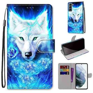 For Samsung Galaxy S22 5G Coloured Drawing Cross Texture Horizontal Flip Leather Phone Case with Holder & Card Slots & Wallet & Lanyard(Dick Rose Wolf)