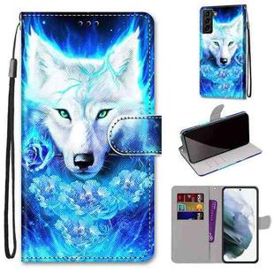 For Samsung Galaxy S22+ 5G Coloured Drawing Cross Texture Horizontal Flip Leather Phone Case with Holder & Card Slots & Wallet & Lanyard(Dick Rose Wolf)