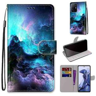 For Xiaomi 11T / 11T Pro Coloured Drawing Cross Texture Horizontal Flip Leather Phone Case with Holder & Card Slots & Wallet & Lanyard(Colorful Clouds)