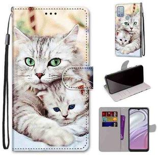 For Motorola Moto G10 / G20 / G30 Coloured Drawing Cross Texture Horizontal Flip PU Phone Leather Case with Holder & Card Slots & Wallet & Lanyard(Colorful Layer(Big Cat Hugging Kitten)