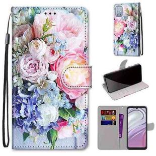 For Motorola Moto G10 / G20 / G30 Coloured Drawing Cross Texture Horizontal Flip PU Phone Leather Case with Holder & Card Slots & Wallet & Lanyard(Colorful Layer(Light Pink Bouquet)