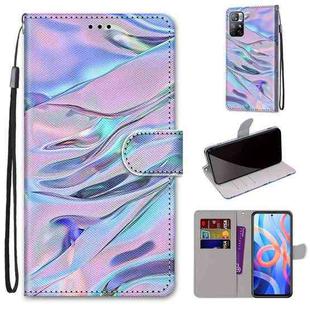 For Xiaomi Redmi Note 11 Coloured Drawing Cross Texture Horizontal Flip PU Phone Leather Case with Holder & Card Slots & Wallet & Lanyard(Colorful Layer(Fluorescent Water Pattern)