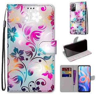For Xiaomi Redmi Note 11 Coloured Drawing Cross Texture Horizontal Flip PU Phone Leather Case with Holder & Card Slots & Wallet & Lanyard(Colorful Layer(Gradient Colorful Flower)