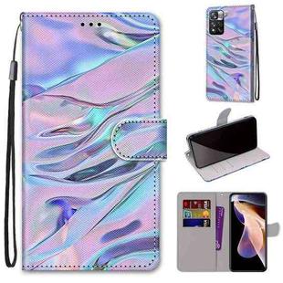 For Xiaomi Redmi Note 11 Pro / 11 Pro+ Global Coloured Drawing Cross Texture Horizontal Flip PU Phone Leather Case with Holder & Card Slots & Wallet & Lanyard(Colorful Layer(Fluorescent Water Pattern)