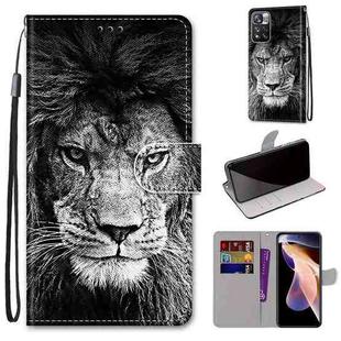 For Xiaomi Redmi Note 11 Pro / 11 Pro+ Global Coloured Drawing Cross Texture Horizontal Flip PU Phone Leather Case with Holder & Card Slots & Wallet & Lanyard(Colorful Layer(Black and White Lion Head)