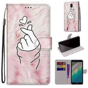 For Nokia C01 Plus Coloured Drawing Cross Texture Horizontal Flip PU Phone Leather Case with Holder & Card Slots & Wallet & Lanyard(Colorful Layer(Pink Hands Than Hearts)