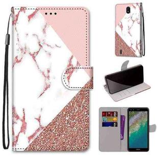 For Nokia C01 Plus Coloured Drawing Cross Texture Horizontal Flip PU Phone Leather Case with Holder & Card Slots & Wallet & Lanyard(Colorful Layer(Stitching Pink Stone Pattern)