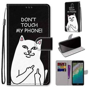 For Nokia C01 Plus Coloured Drawing Cross Texture Horizontal Flip PU Phone Leather Case with Holder & Card Slots & Wallet & Lanyard(Colorful Layer(Middle Finger White Cat)