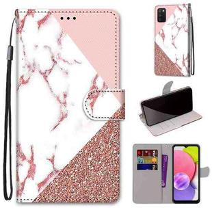 For Samsung Galaxy A03s 166mm Version Coloured Drawing Cross Texture Horizontal Flip PU Phone Leather Case with Holder & Card Slots & Wallet & Lanyard(Colorful Layer(Stitching Pink Stone Pattern)