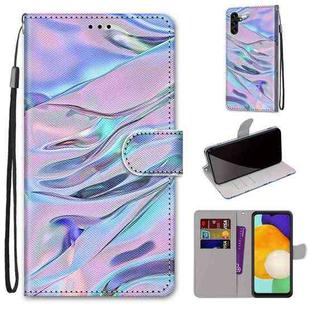 For Samsung Galaxy A13 5G Coloured Drawing Cross Texture Horizontal Flip PU Phone Leather Case with Holder & Card Slots & Wallet & Lanyard(Colorful Layer(Fluorescent Water Pattern)