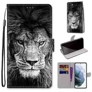 For Samsung Galaxy S22+ 5G Coloured Drawing Cross Texture Horizontal Flip PU Phone Leather Case with Holder & Card Slots & Wallet & Lanyard(Colorful Layer(Black and White Lion Head)