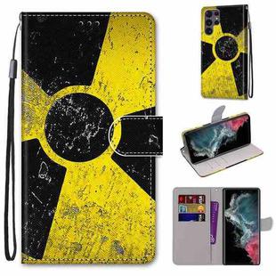 For Samsung Galaxy S22 Ultra 5G Coloured Drawing Cross Texture Horizontal Flip PU Phone Leather Case with Holder & Card Slots & Wallet & Lanyard(Colorful Layer(Yellow and Black Signs)