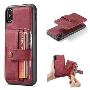 For iPhone X / XS JEEHOOD RFID Blocking Anti-Theft Wallet Phone Case(Red)