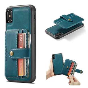 For iPhone XR JEEHOOD RFID Blocking Anti-Theft Wallet Phone Case(Blue)