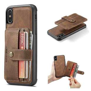 For iPhone XS Max JEEHOOD RFID Blocking Anti-Theft Wallet Phone Case(Brown)