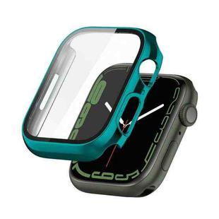 Electroplating Shockproof PC Protective Case with Tempered Glass Film For Apple Watch Series 9 / 8 / 7 41mm(Emerald Green)