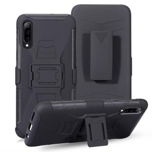 For Galaxy A50 PC + Silicone Back Clip Sliding Sleeve Protective Case(Black)