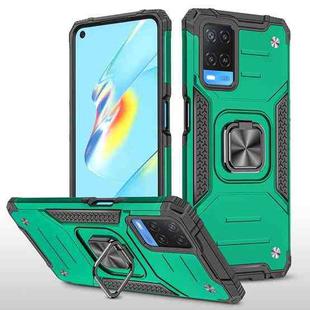 For OPPO A54 4G Magnetic Armor Shockproof TPU + PC Phone Case with Metal Ring Holder(Dark Green)